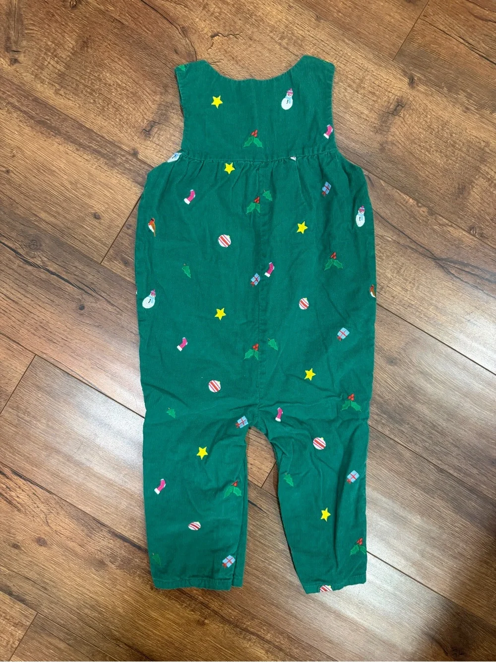 Baby Boden Green Holiday Embroidered Cotton Kids Romper 18-24mo